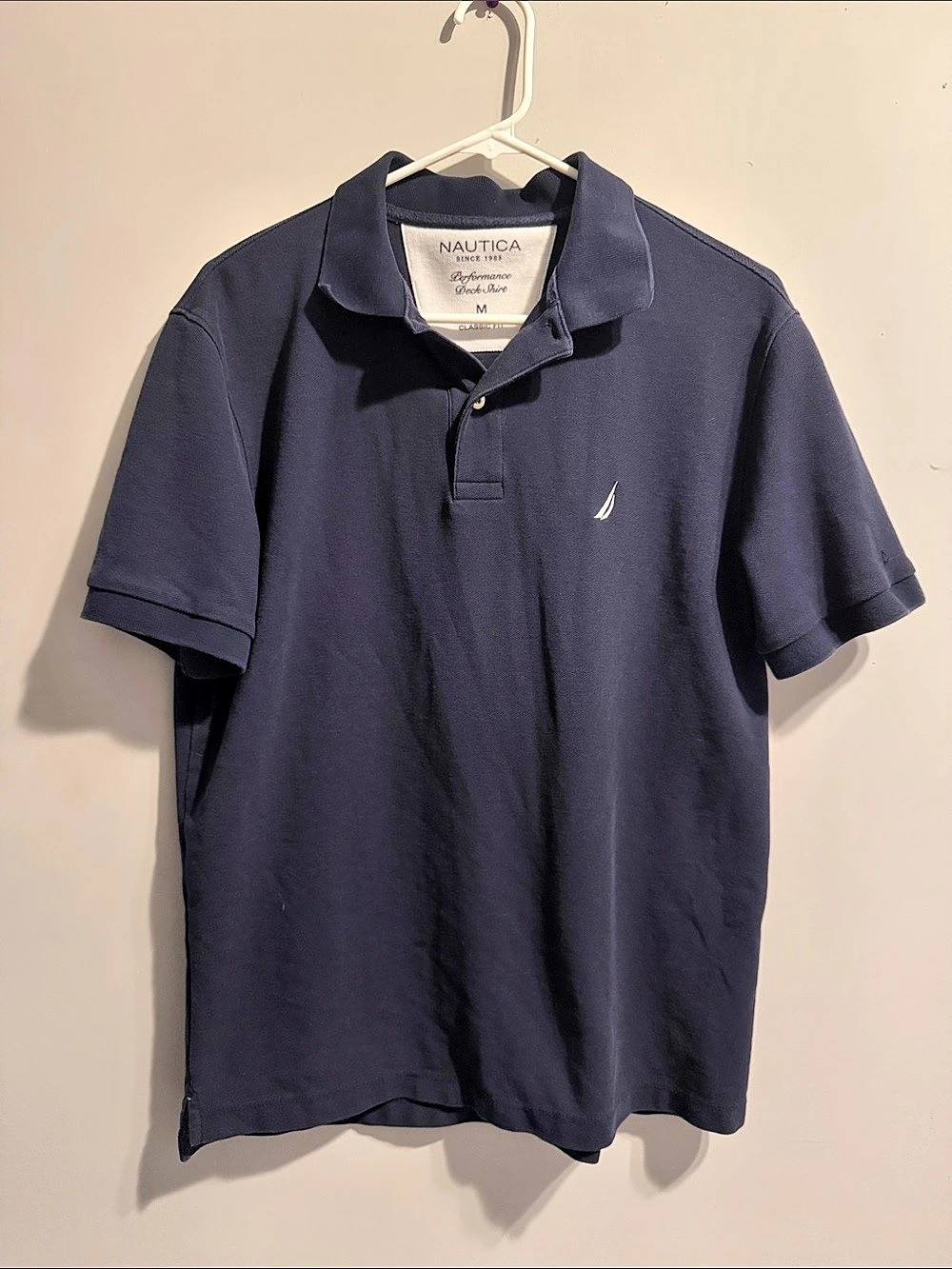 Nautica Performance Deck Shirt Men's Polo Blue Size Medium Like New